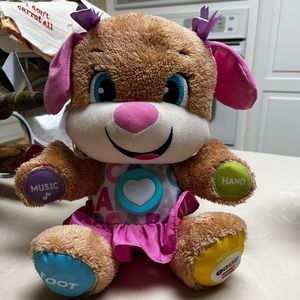 Fisher price laugh and learn pink sis talking musical puppy plus